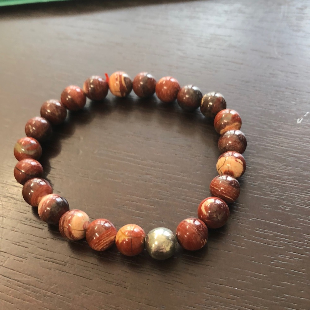 Jasper stretch bracelet with silver bead